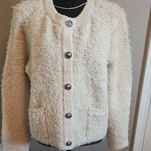Lucky Brand Cream Textured Cardigan